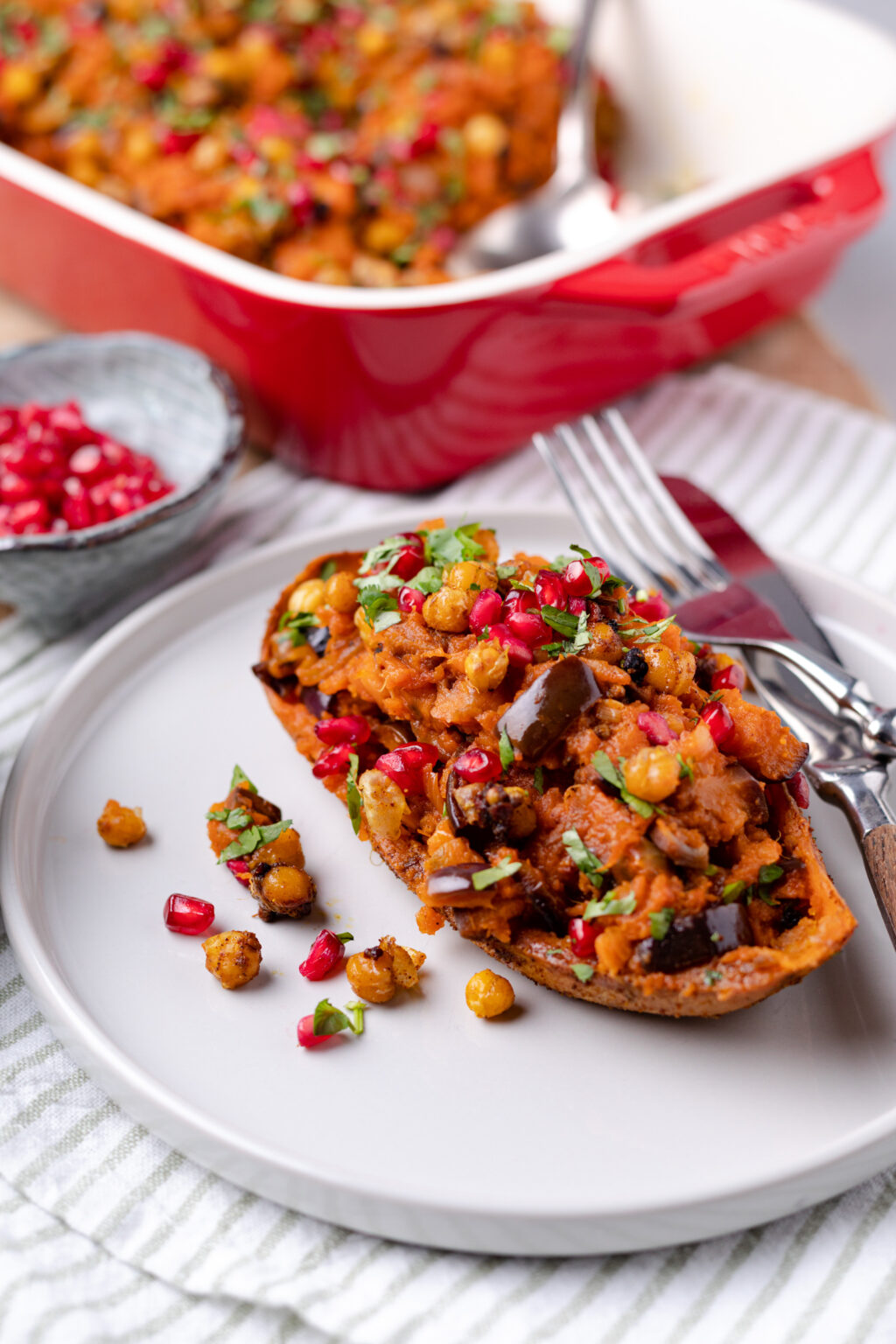 Gevulde Zoete Aardappels Met Aubergine En Kikkererwten Francesca Kookt