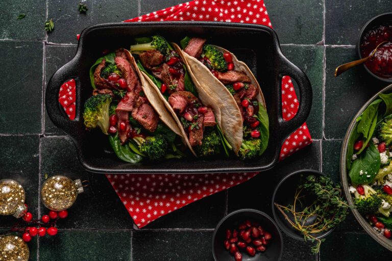 Steak taco’s met cranberry salsa